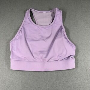 Fabletics Sports Bra Womens Small Purple High Neck Racerback Mesh Panel Athletic